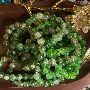 Glass Beaded Bracelet In Green Forest Color